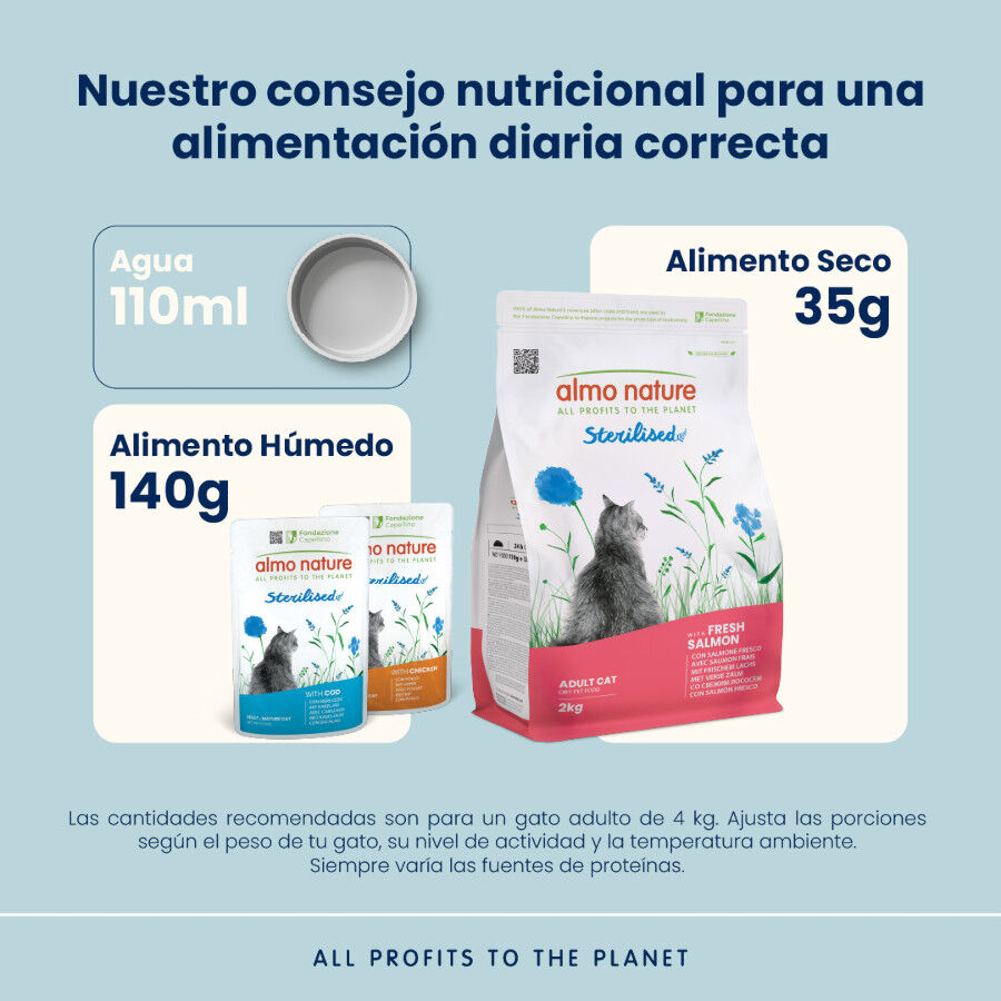 2 kg Almo Nature Sterilised de Salmon pienso para gatos, , large indicador imagen numero 3